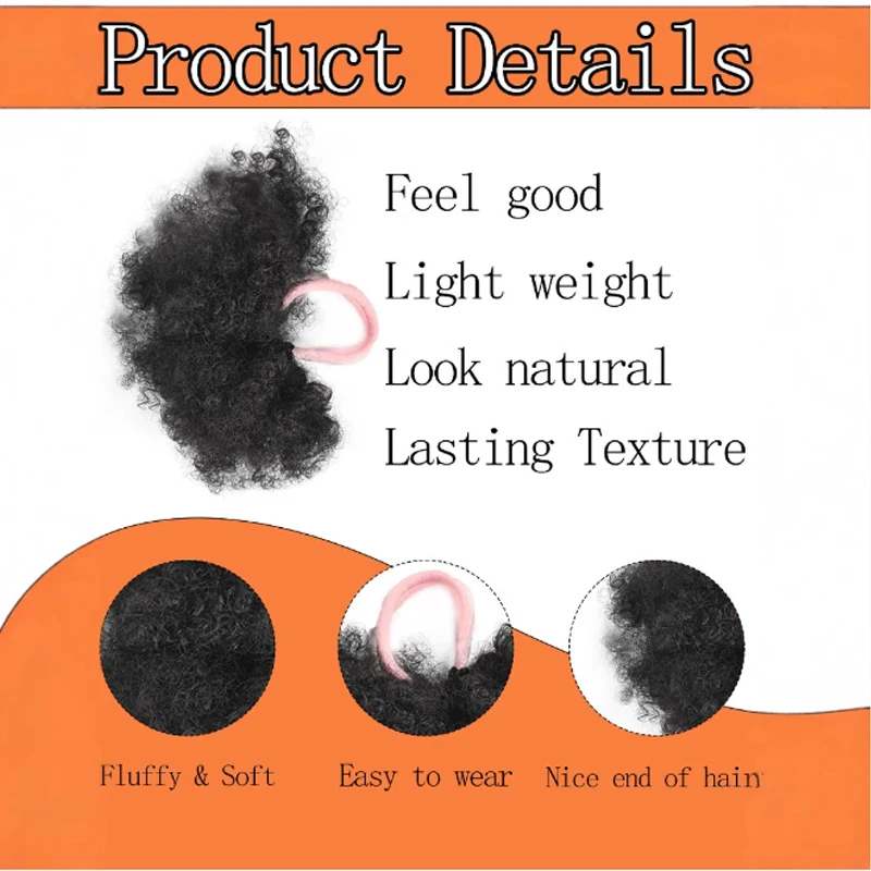 Moños para el pelo Afro Puff rizados con garra elástica - imagen 4