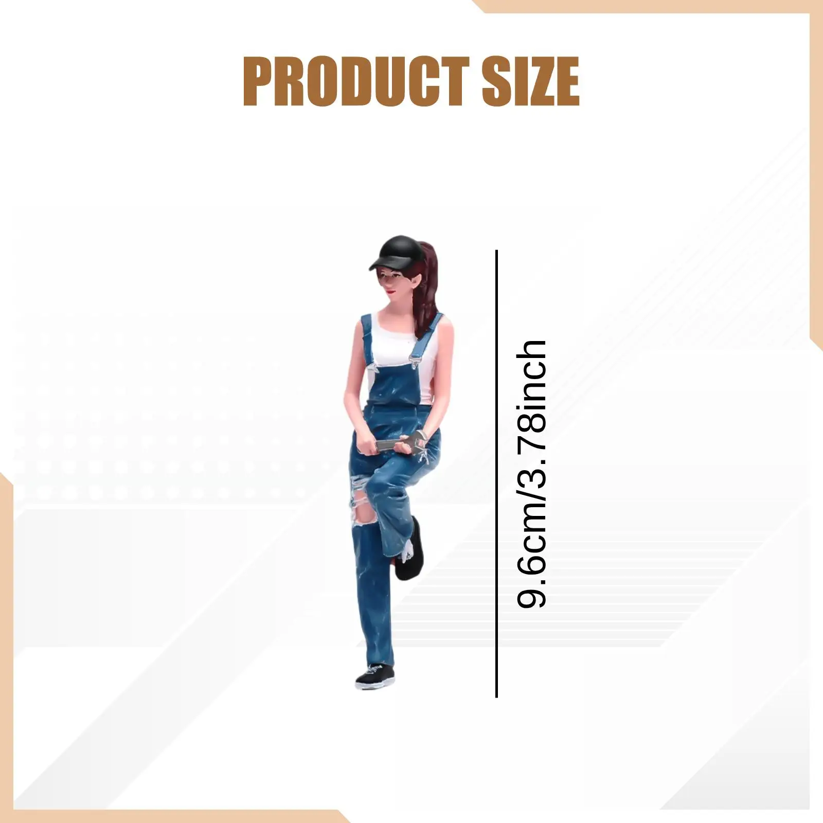 Figura 3D de mecánica automotriz femenina con overol