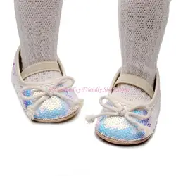 Zapatos de vestir princesa bebé recién nacida en cuero con lazo plano