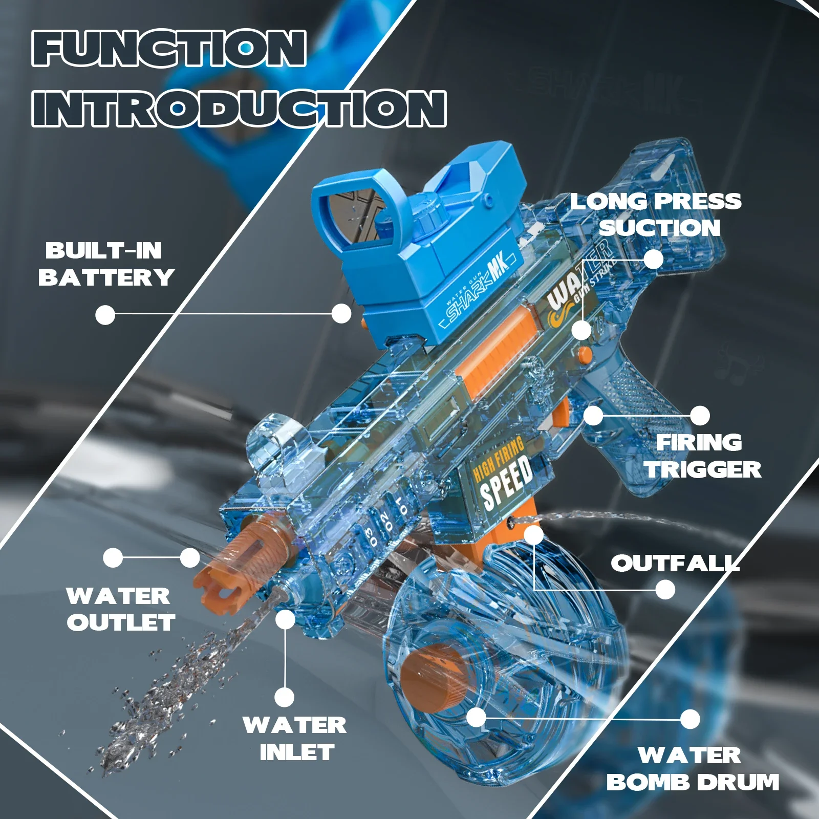 Pistola de agua eléctrica Ump45 alta presión con capuchón fuego - imagen 2