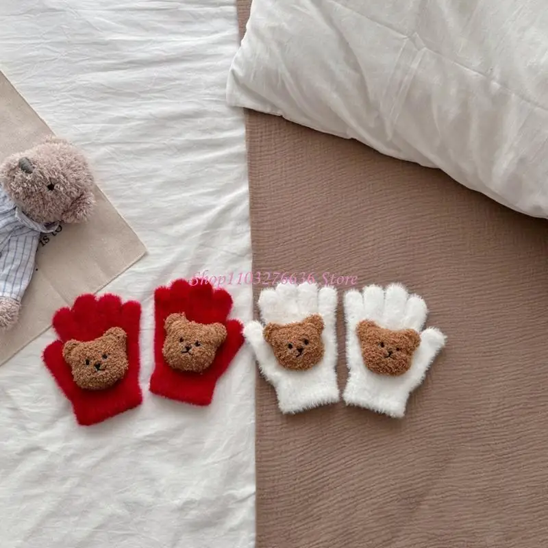 Manoplas de invierno para niños con diseño de oso