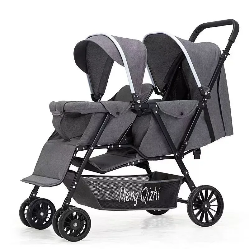 Coche gemelar plegable al aire libre, se reclina y tumbado para bebé - imagen 5