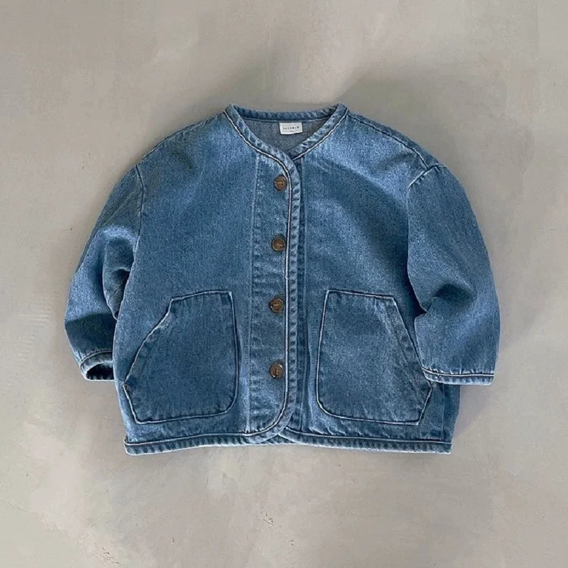Chaqueta vaquera infantil de primavera con botones y cárdigan - imagen 2