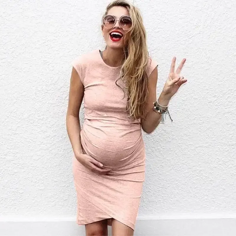Vestido de embarazo sin mangas ceñido para otoño, informal - imagen 2