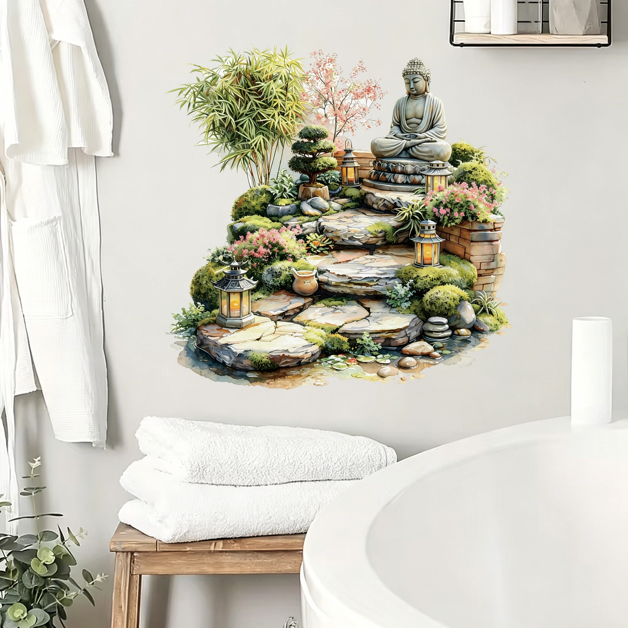 Pegatinas de pared zen desmontables con motivos naturales para hogar - imagen 5