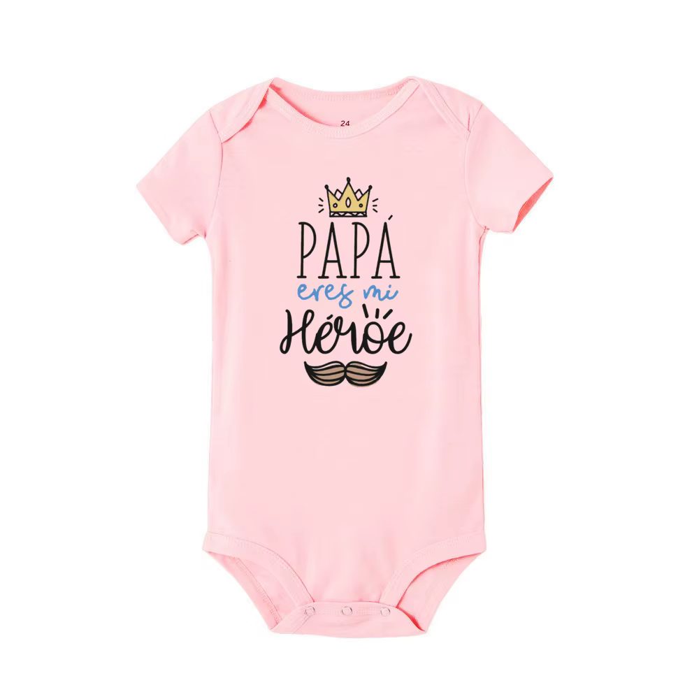 Body bebé manga corta estampado Papá es mi héroe - imagen 3