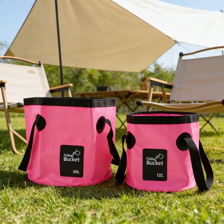 Cubo plegable de lona portátil para agua y almacenamiento exterior