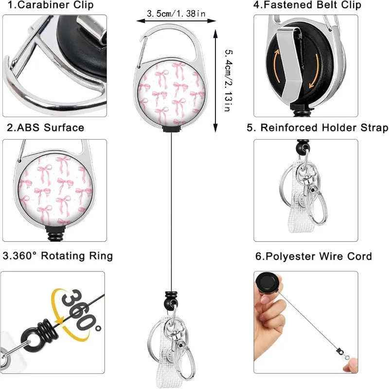 Portacarné infantil con cordón extensible y lazo rosa - imagen 5