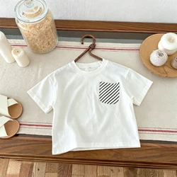 Camiseta de verano de manga corta con cuello redondo para niños