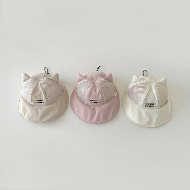 Gorra bucket hat con orejas de gatito para niños – Estilo coreano transpirable verano - imagen 2
