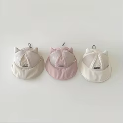 Gorra bucket hat con orejas de gatito para niños – Estilo coreano transpirable verano