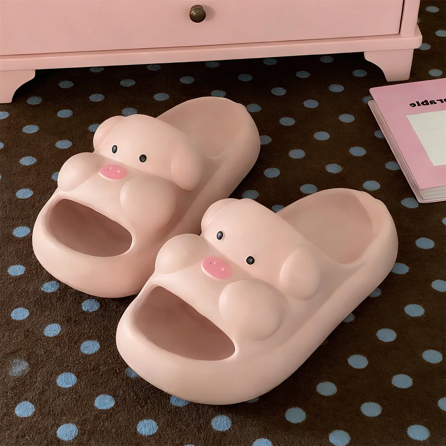 Pantuflas de baño antideslizantes EVA con cerdito suave y suela gruesa - imagen 4