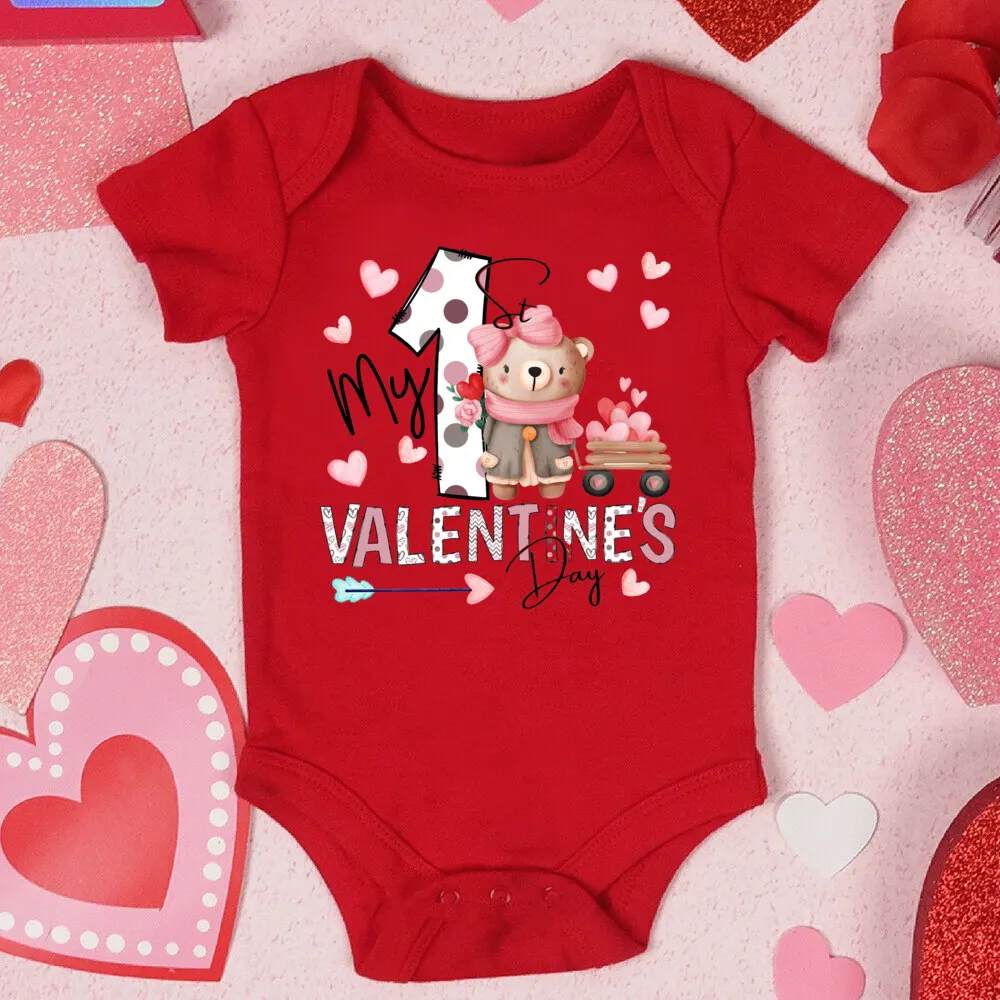 Mameluco algodón rojo San Valentín para bebé recién nacido - imagen 3