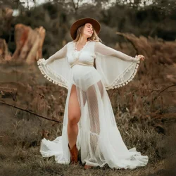 Vestido de maternidad en tul bohemio para fotos de embarazo