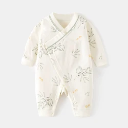 Mameluco de algodón para bebé niña – Cuello en V con estampado primaveral