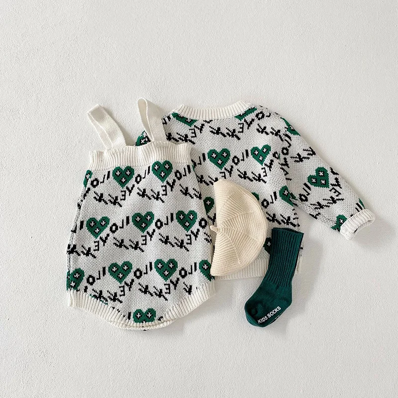 MILANCEL Conjunto otoño para bebé niña – Cárdigan tejido y mono floral - imagen 4