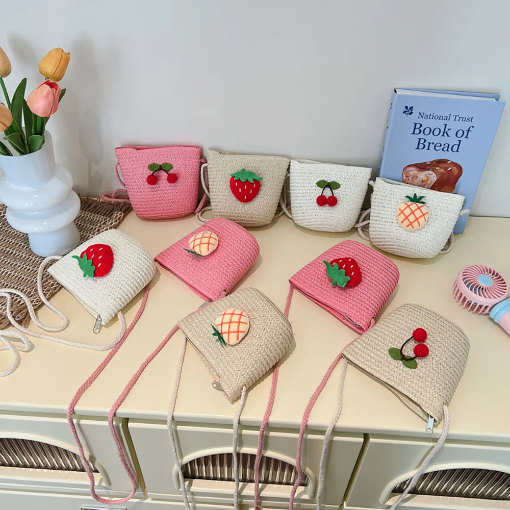 Monedero infantil de fresa y cereza tipo mini bolso de moda para niñas - imagen 4