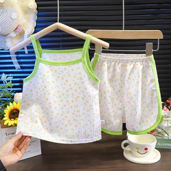 Conjunto de pantalones cortos verano para niña floral transpirable