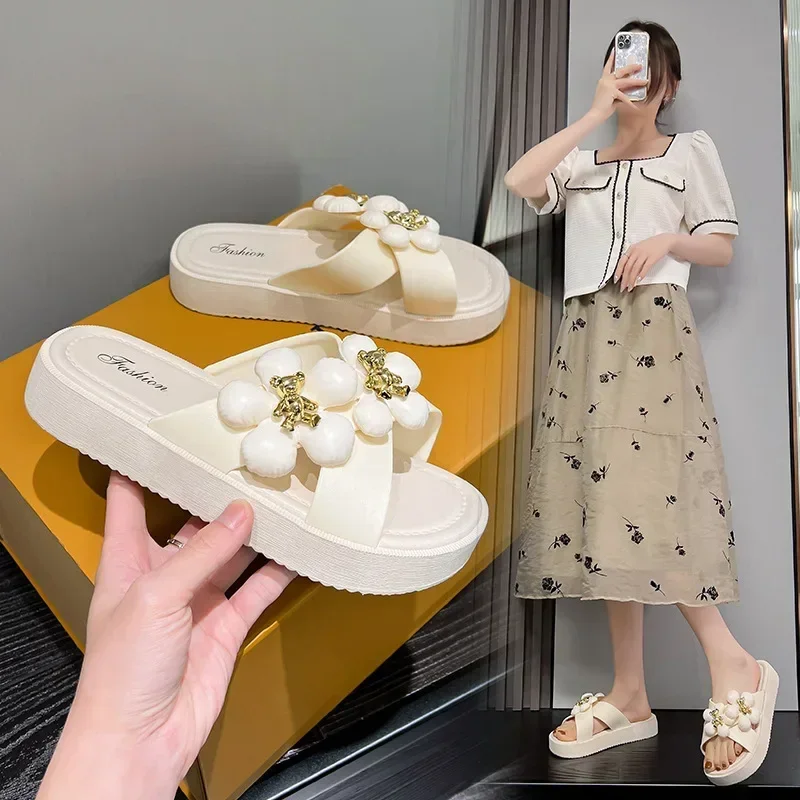 Zapatillas de suela gruesa para mujer estilo princesa de verano - imagen 4