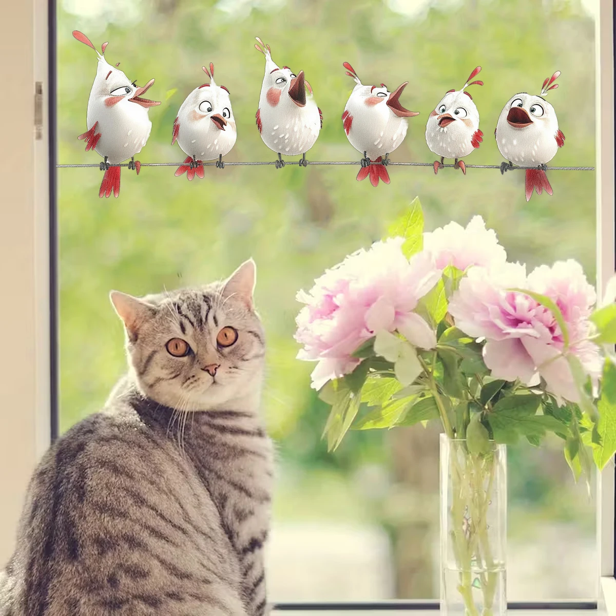 Pegatina de ventana pájaro colorido – Vinilo decorativo PVC extraíble - imagen 2
