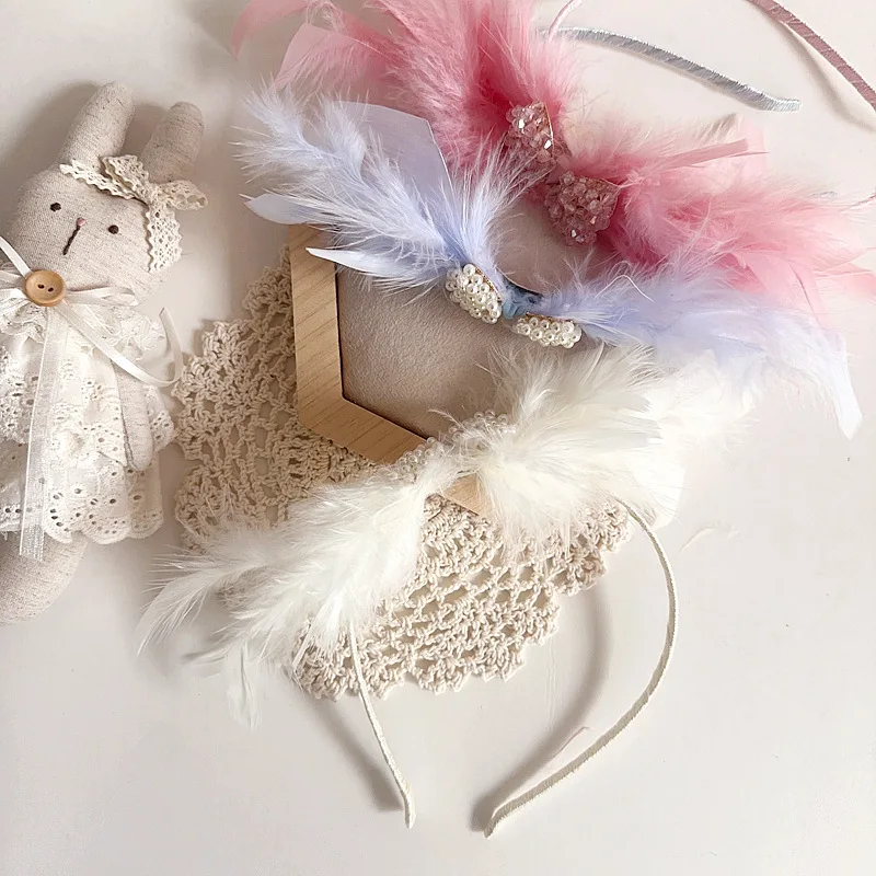 Aro de pelo Vintage de cuero con diamantes para niña - imagen 3