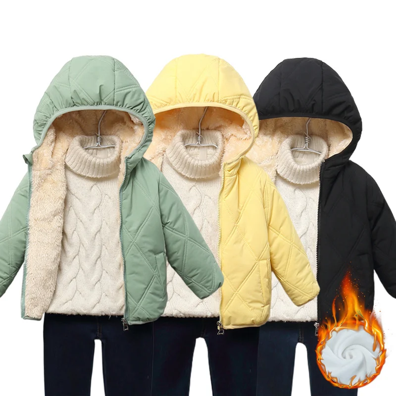 Abrigo de invierno con forro polar y capucha para niños - imagen 2