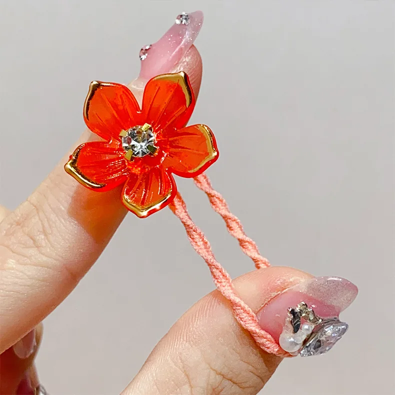 Ligas para el cabello niña elásticas duraderas con diamantes y flores