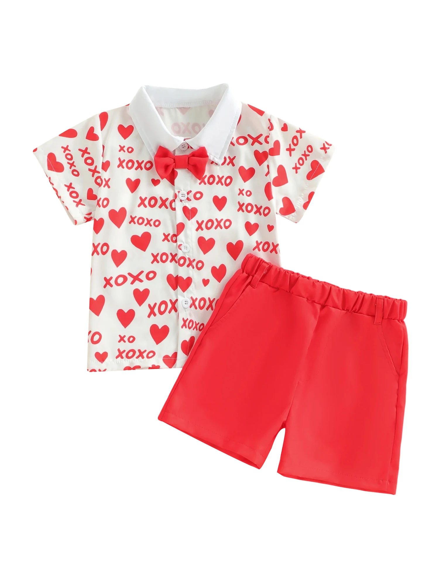 Conjunto completo Tregren rojo con estampado de corazones