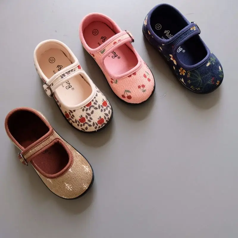Zapatos de princesa para bebé de lona ligeros con dibujo floral - imagen 2