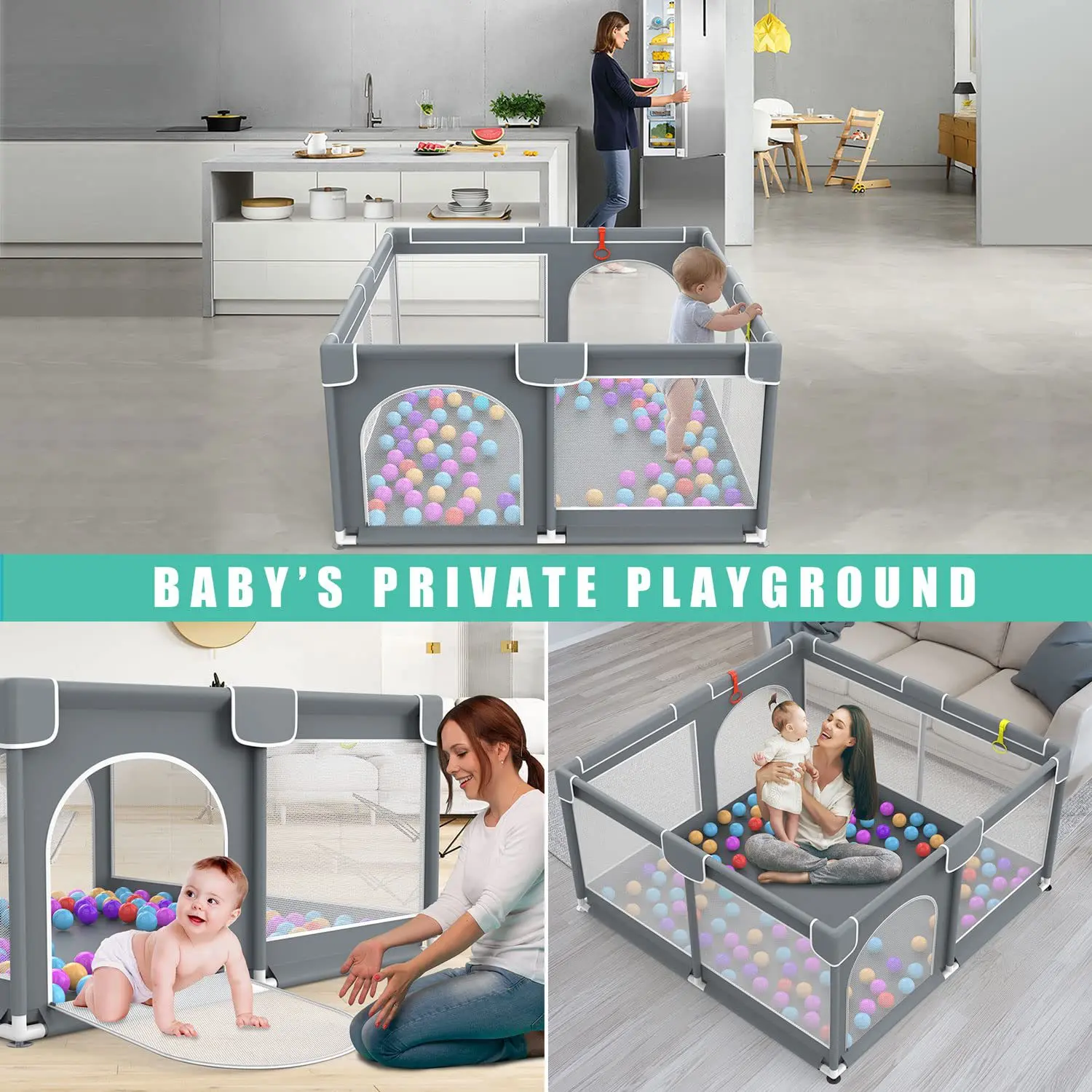 Parque infantil acolchado para bebés – Protección suave y segura - imagen 3