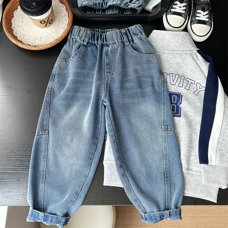 Pantalones vaqueros rectos informales sueltos para niños de otoño - imagen 4