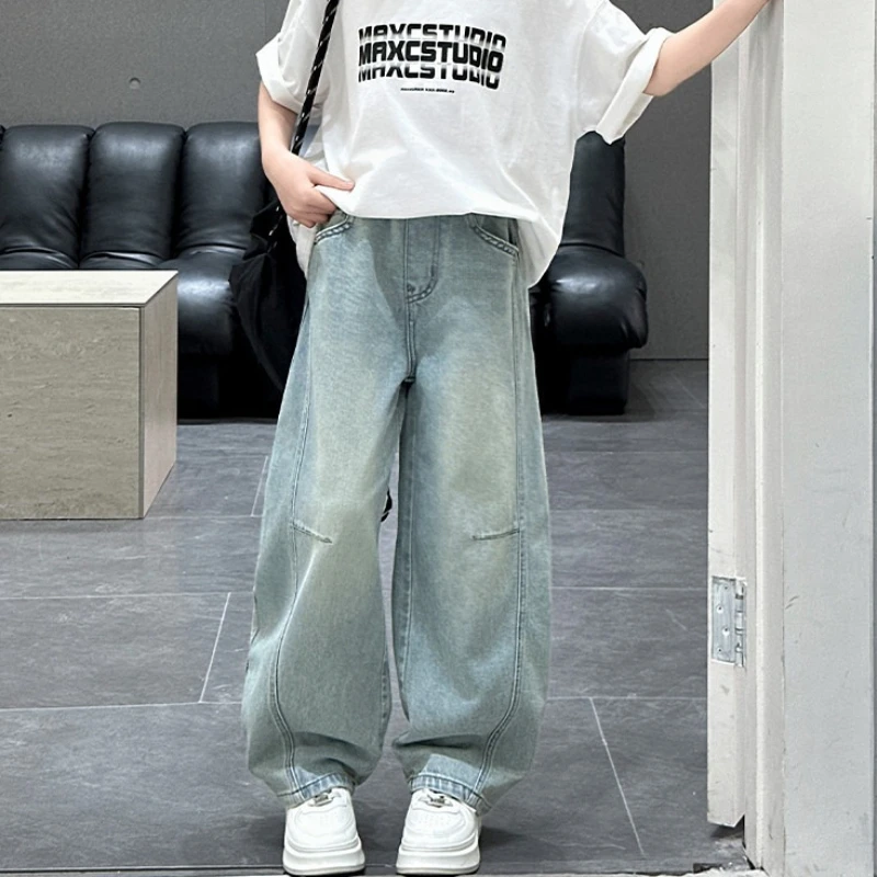 Pantalones vaqueros anchos de pierna recta para niña - imagen 3