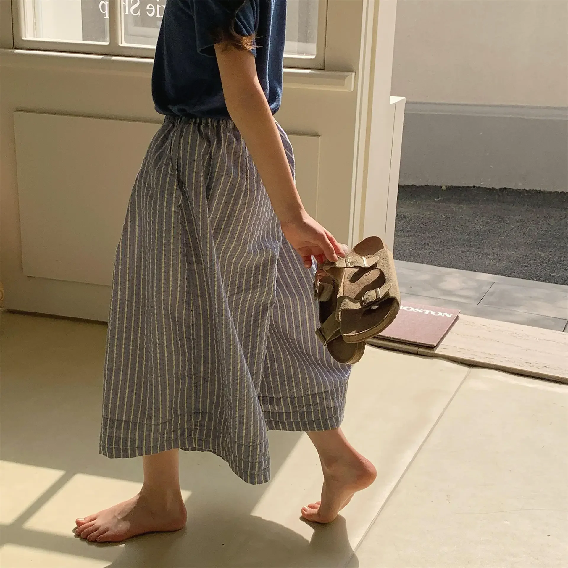 Pantalones antimosquitos de algodón y lino para niñas – Pierna ancha - imagen 3