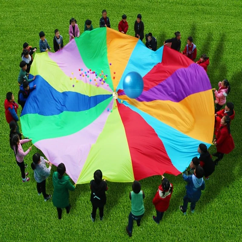 Paracaídas arcoíris infantil para juegos en equipo al aire libre - imagen 4