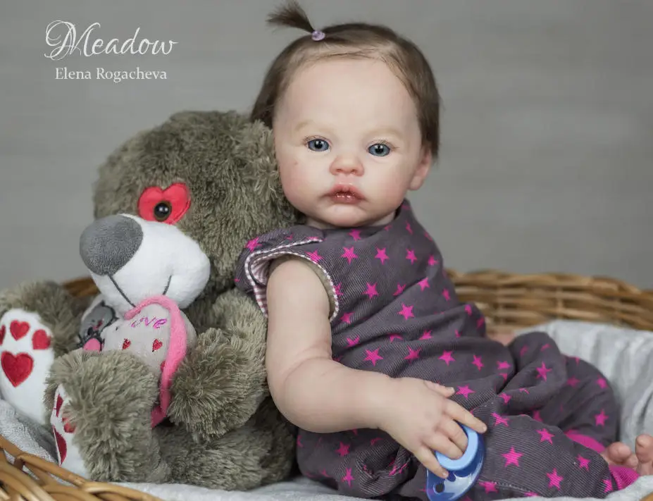 Kit de muñeca reborn Meadow con cuerpo textil y ojos - imagen 5