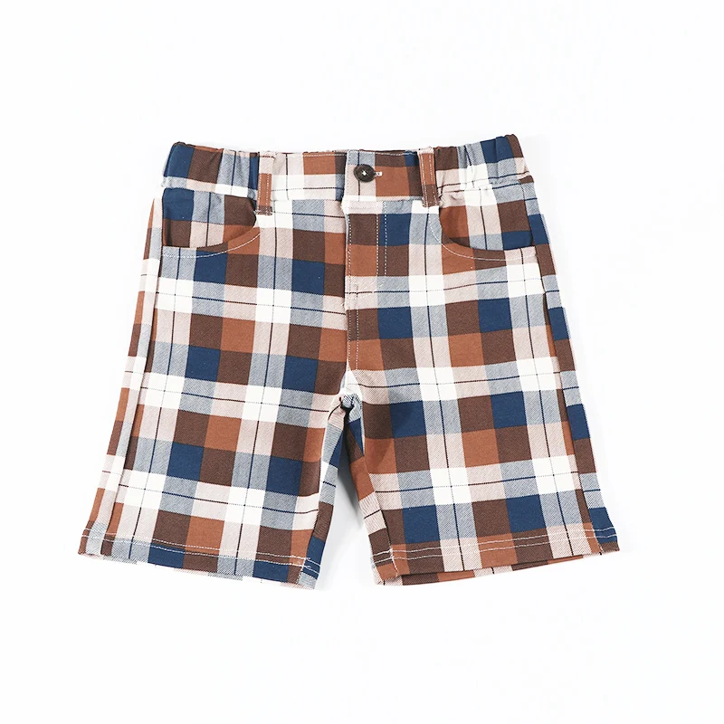 Pantalones cortos para niño a cuadros, cintura elástica