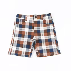 Pantalones cortos para niño a cuadros, cintura elástica