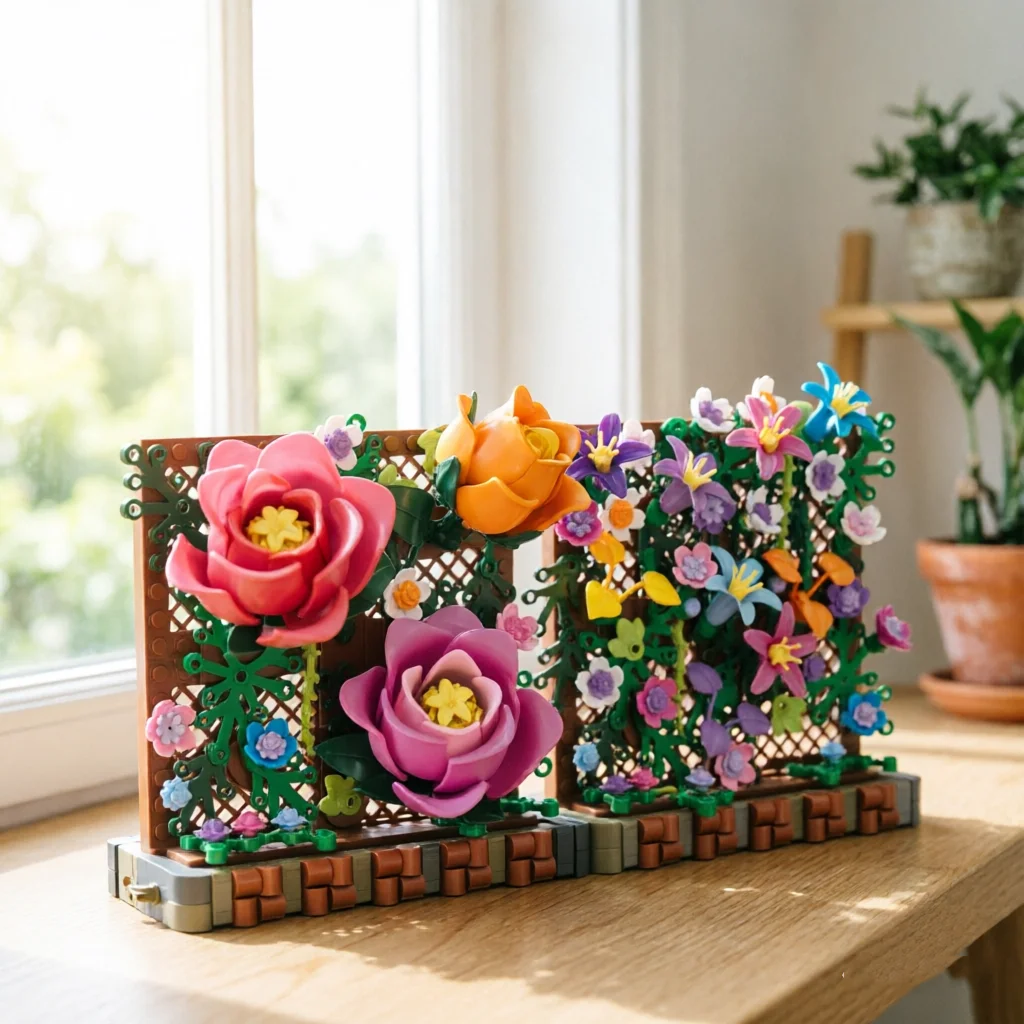 Bloques de construcción de rosas florales para manualidades