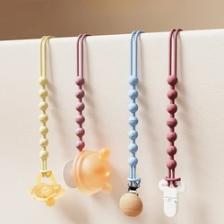 Clip para chupete de silicona y madera con soporte de cadena