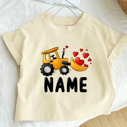 Camiseta infantil San Valentín con excavadora para niño pequeño