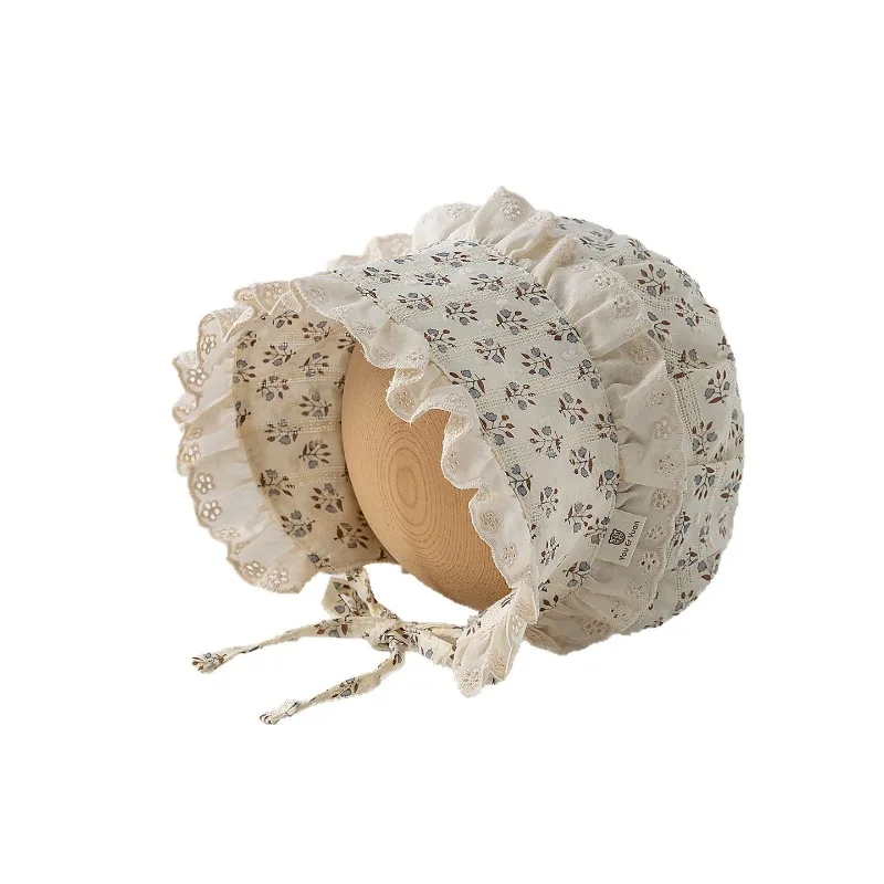Gorro de niña princesa floral con encaje fino transpirable estival - imagen 3