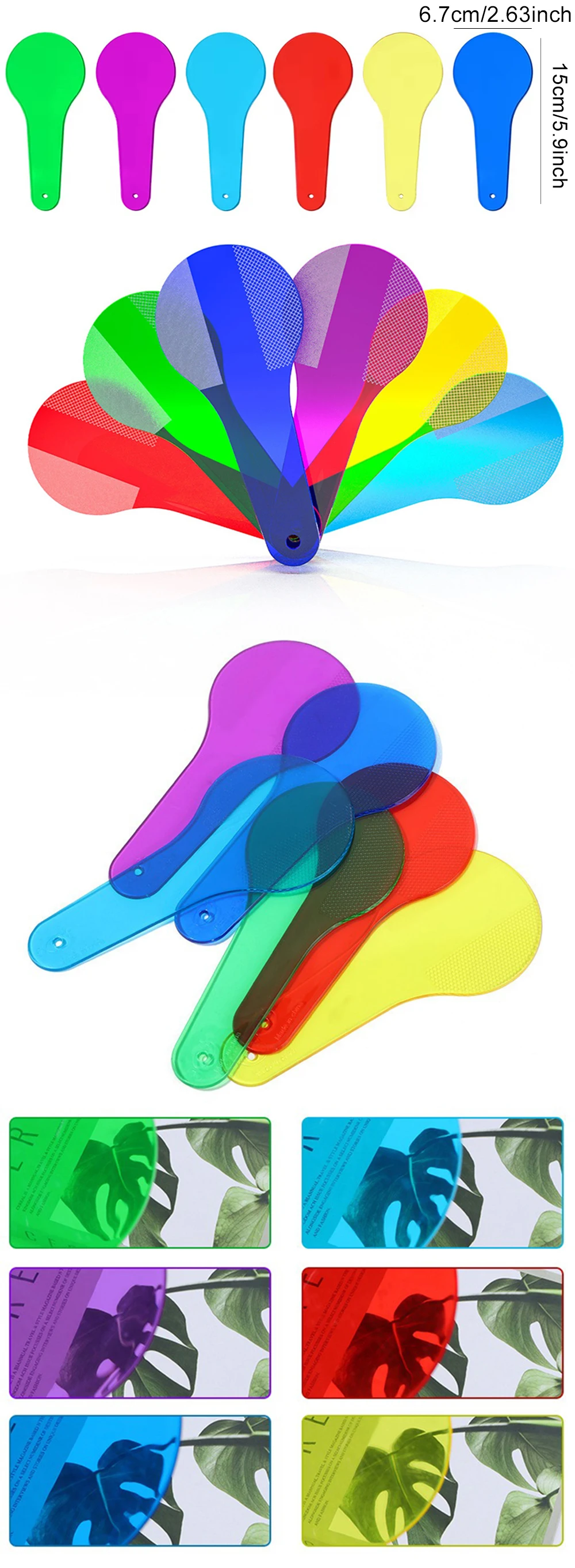 Juego de filtros transparentes y tabla de color