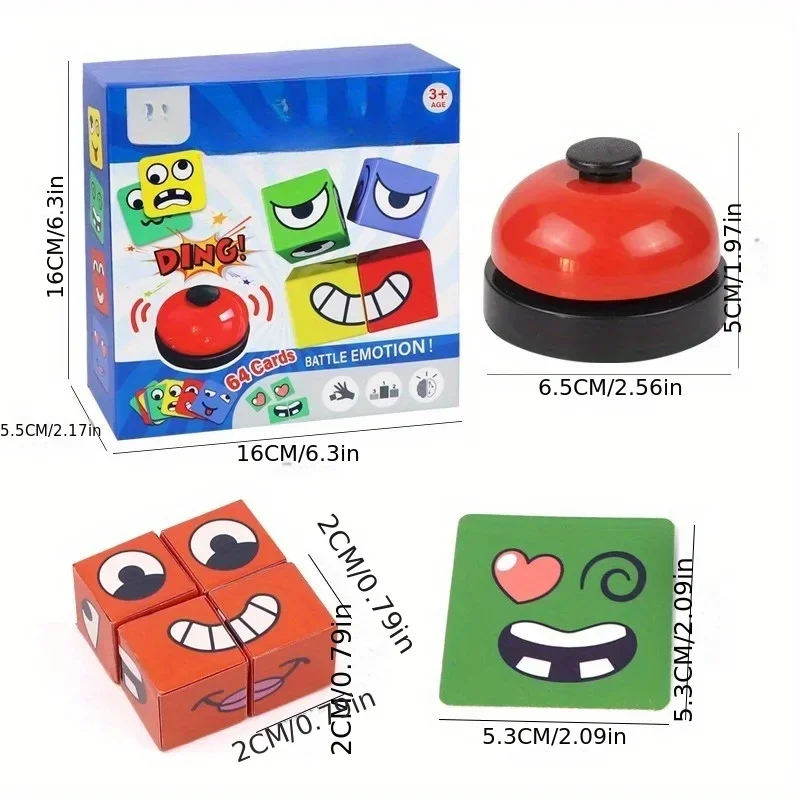Cubo sensorial Montessori con bloques de caras expresivas para niños - imagen 2
