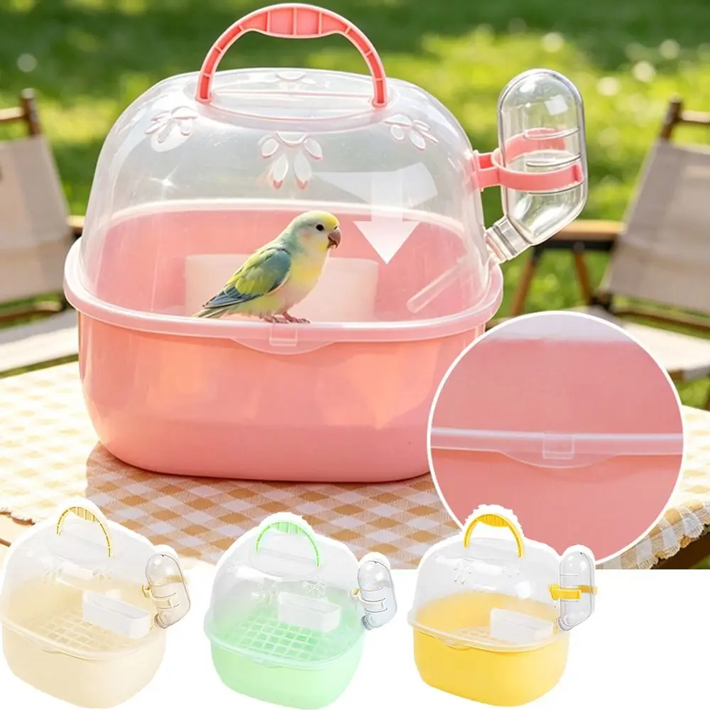 Transportín de viaje transparente para pájaros con botella de agua - imagen 4