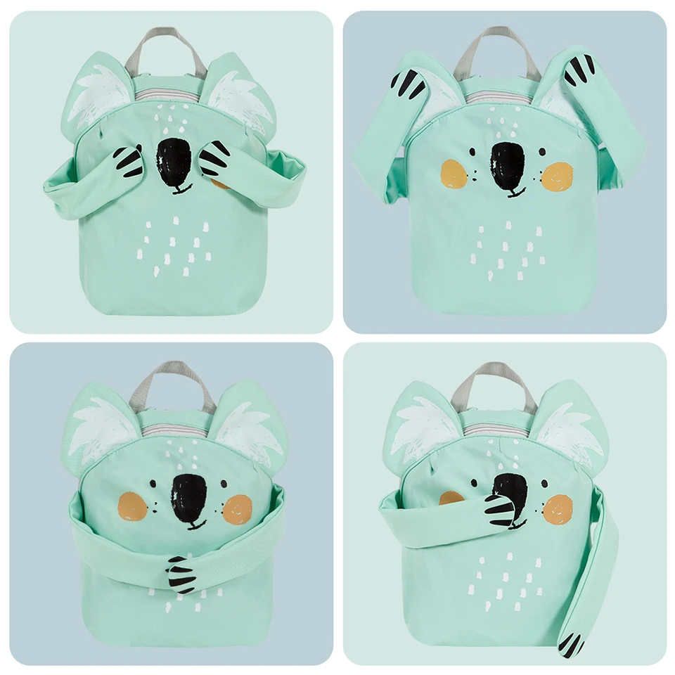 Vista frontal de la mochila infantil