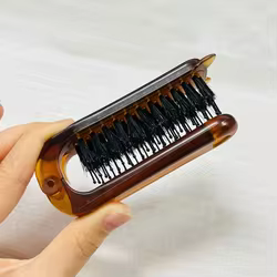 Cepillo plegable antiestático de cerdas de jabalí para cabello fino