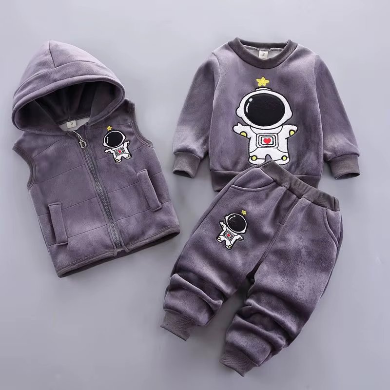 Conjunto forro polar bebé: chaleco con capucha y pantalón cálido - imagen 3