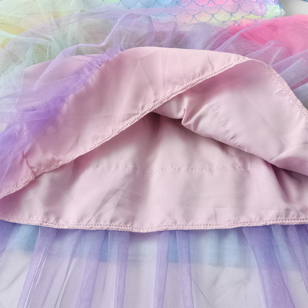 DXTON Vestido de fiesta para niña con capas y sirena degradado - imagen 4