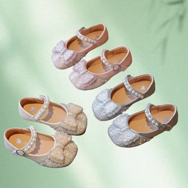 Zapatos de cuero niña con lazo estilo princesa para fiesta - imagen 4