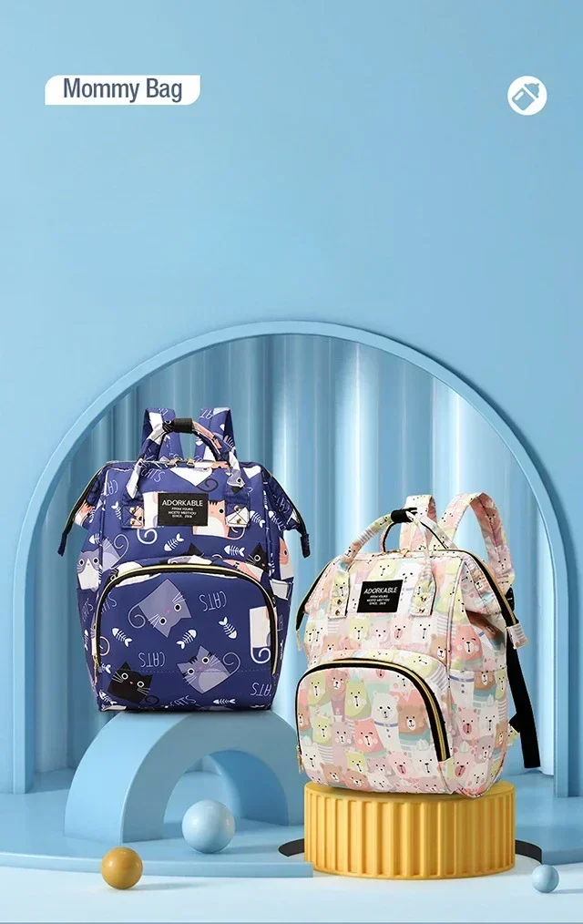 Bolso de pañales con estampado de dibujos animados